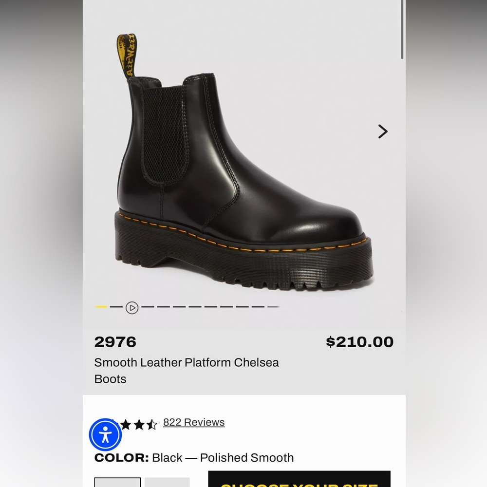2976 Doc Marten Boots - Smooth Leather Platform Chelsea Boots